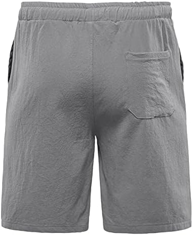 Shorts de treino masculino, casual cutrening algodão macio de linho ativo shorts curtos curtos praia