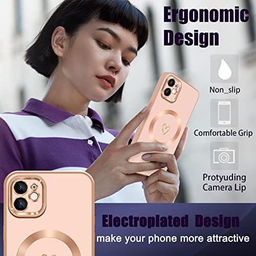 YKCZL Compatível com iPhone 12 Case MagSafe, Luxo Caso Corte Corte Full Camera Protection Case