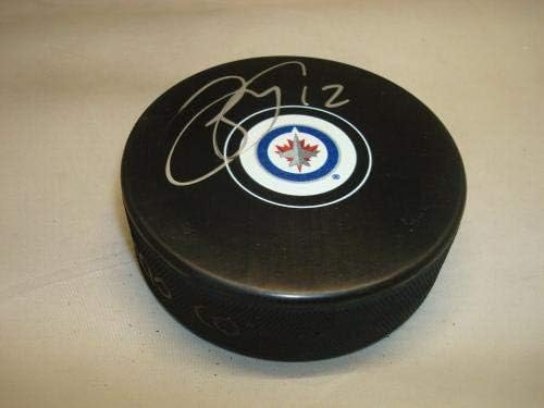 Drew Stafford assinou o Winnipeg Jets Hockey Puck autografado 1A - Pucks autografados da NHL