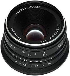 7 Artesãos 25mm F1.8 Foco manual Prime Fixed Lens para câmera de montagem em EF-M de Canon preto com foco
