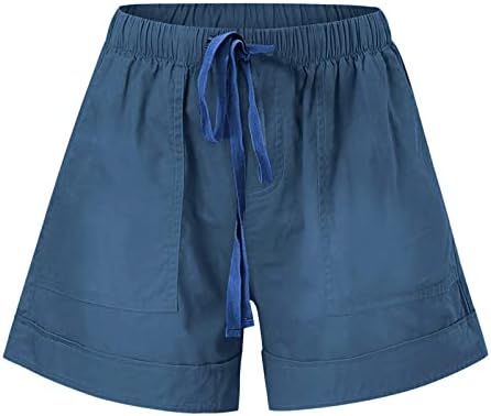 Shorts leves femininos de cintura elástica de cordão confortável shorts confortáveis ​​linho de verão