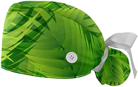 2 Pacote de tampas de trabalho com banda de suor para mulheres, Palm Leaf Liana Background Ponytail Pouch Scrub