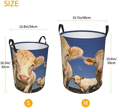 Kuilepa vacas usa lavanderia dobrável à prova d'água com alças para lixeira, quarto de crianças,