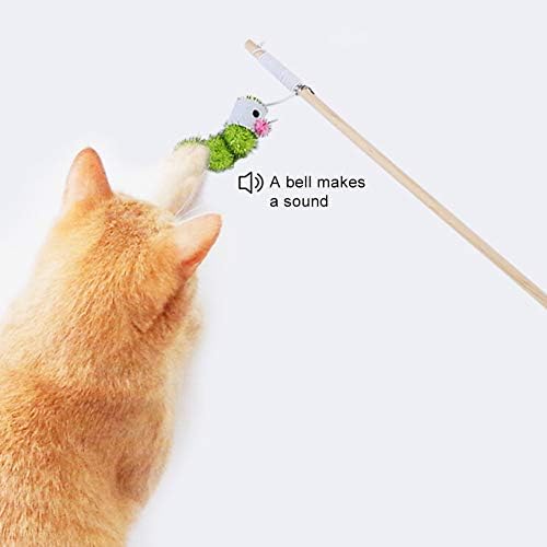 N/ hionre wand brinquedos interativos para gato de gatinho de estimação, teaser de pinça de minhocas