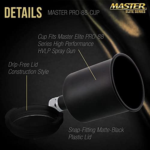 Mestre elite de elite 600 ml preto de alumínio preto copo de pistola de tinta spray com tampa de push-on