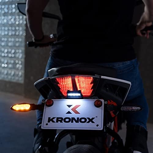 Suporte da placa de motocicleta Kronox - o kit de eliminador de pára -choque universal inclui luz LED