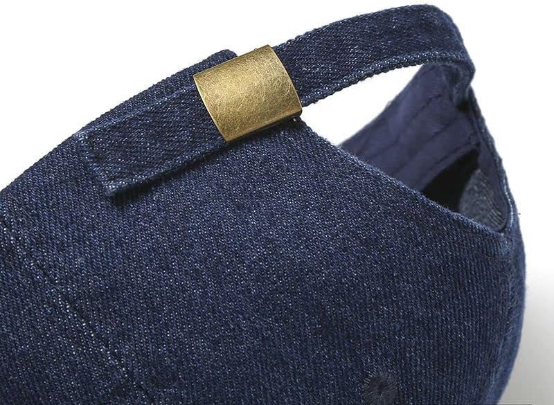 Chapéu jeans angustiado vintage, jeans lavado com ácido claro, clipe ajustável para ajuste universal