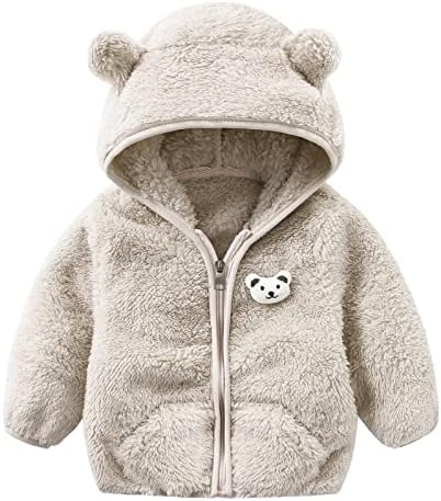 Recém -nascido bebê meninas meninos jaqueta urso orelhas de capuz para roupas zíper quente lã quente casaco