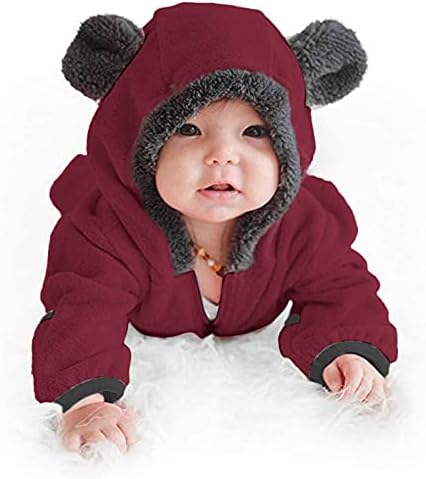 Moldão de casaco para os pés Ears de macacão com capuz Bear Romper menino bebê bebê lã de velo casaco e