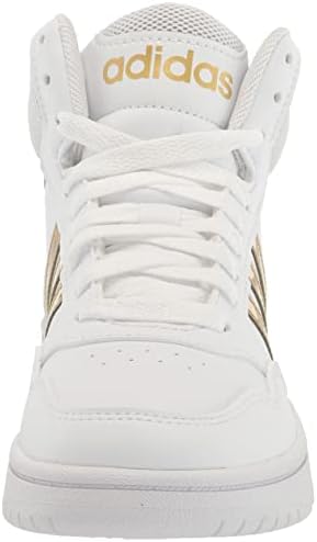 Adidas Hoops 3.0 Sapato de basquete intermediário, branco/branco/cinza, 3,5 Usissex Little Kid