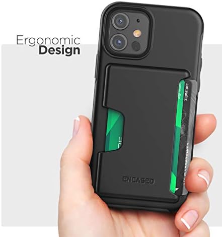 Caixa de carteira fantasma encaixada compatível com iPhone 12/12 Pro protetor cobertura com suporte de cartão preto