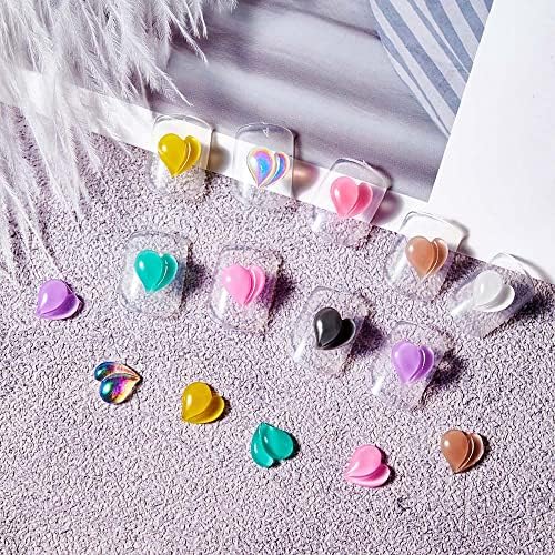 20pcs/bolsa 8mm 3d Peach Heart Unh Nail Art Charms 9-Colors Kawaii Aurora Jewelry Charms Ab fofo Rhinestone