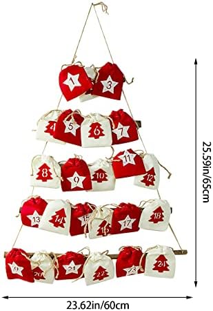 Calendários do advento de Natal 24 sacolas decorações de contagem regressiva Diy Sanging Bag Big Wall