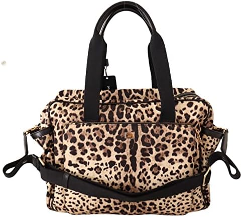 Dolce & Gabbana Brown Leopard Print Nylon Baby Trocando Mat Borse Bag