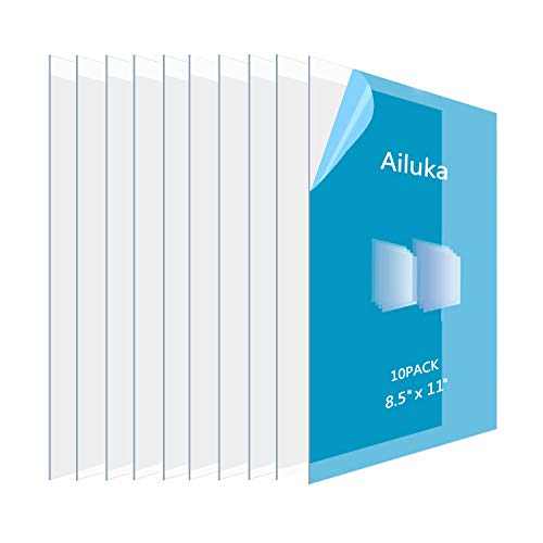 Ailuka 10 pacote de 8,5x11 folha de plástico transparente 0,03 de espessura; Resistente a quebra, ideal para quadros