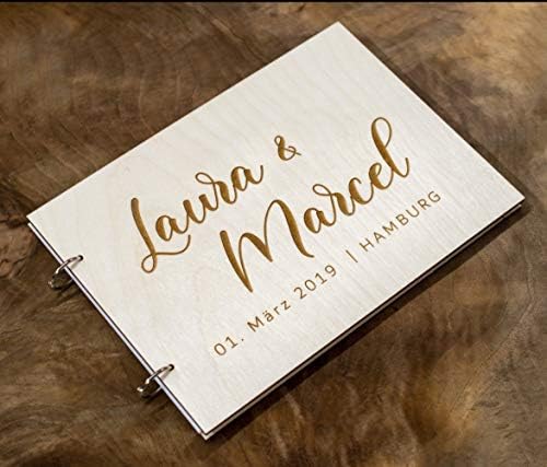 Mylifemylove Wood Wedding Wedding Book Nomes e Date Date Wedding Guest Book Custom Sign Book Presente de casamento