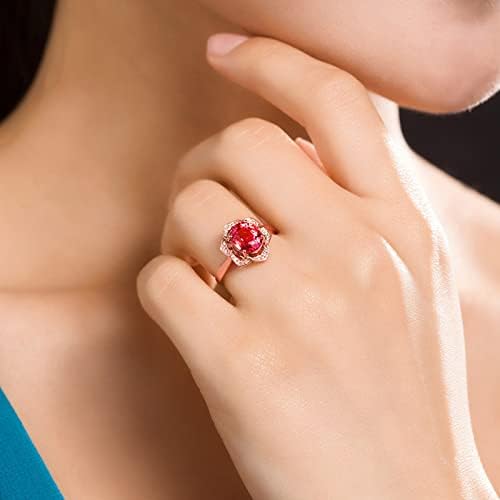 2023 Novas damas anel de moda rosa anel de presente dia de zircão vermelho proposta de zircão de namorado