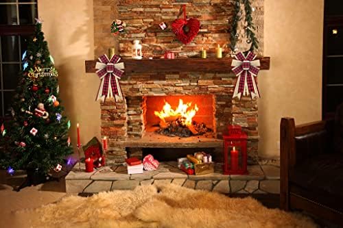 2pcs Christmas Wreath Bruws Arcos de Natal Red Buffalo Buffalo Bolsa Brains Para Grinales, Armões de Treça
