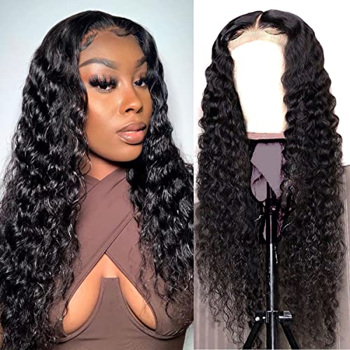 Shuqish 30 polegadas Lace Front Wig Human Human 13x6 Deep Wave Wigs para Mulheres Negras Pré -Prazed com Cabelo