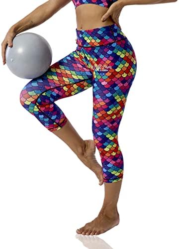 Padrão Uiuo-Uipeu Impresso Capri Leggings com bolsos para mulheres Tummy Control Yoga Capris