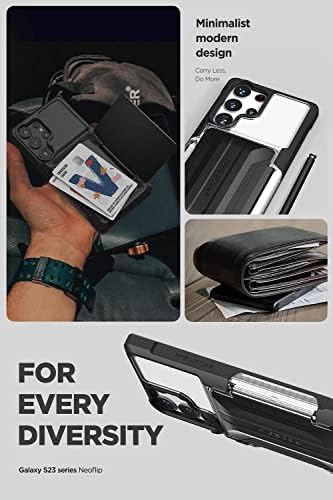 VRS Design Neo Flip ativo para Galaxy S23 Ultra, carteira de porta simples [2 cartões] Case compatível com