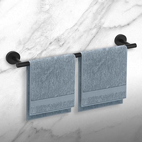 Newfun de 24 polegadas de toalha de banho preto fosco, 2pcs de toalha para haste de banheiro clássico