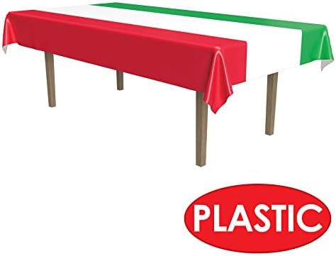 BEISTLE PLÁSTICO RETANGLE INTERNACIONAL TABELA ITALIANO Fiesta Tableware, vermelho/branco/verde, 54 x108