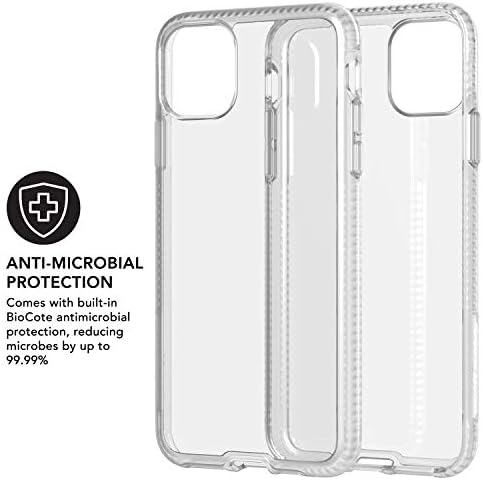 Tech21 Pure Clear Phone Case para Apple iPhone 11 Pro Max com proteção contra queda de 10 pés, transparente