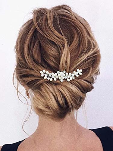 Catery Pearl Bride Hair Hair Comb Sliver Rhinestone Late