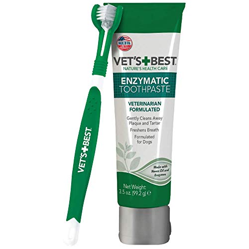 Melhor escova de dentes de cachorro do veterinário e conjunto de creme dental enzimático - limpeza