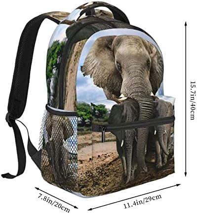 Mochila de elefante de animais selvagens africanos de Ognot para a escola, mochila de viagem grande,