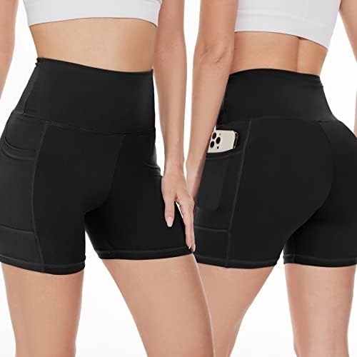 OBFUN TRABALHO SHORTS para mulheres 2 pacote 5 /8 Tummy Control Biker shorts com bolsos na cintura alta