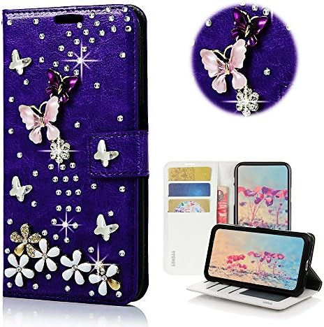 STENES LG Phoenix Plus Caso - Stylish - 3D Made Bling Bling Crystal S -Link Butterfly Floral Magnetic Cartet