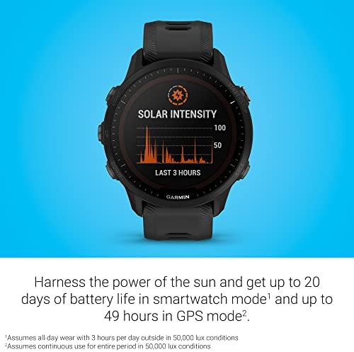 Garmin 010-02638-00 Forerunner® 955 Solar, GPS executando smartwatch com recursos de carregamento solar,