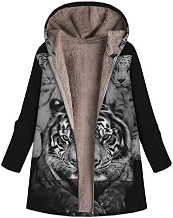 FMCHICO Casacos de inverno para mulheres de inverno Lazer impresso com capuz jaqueta de luxo com capuz