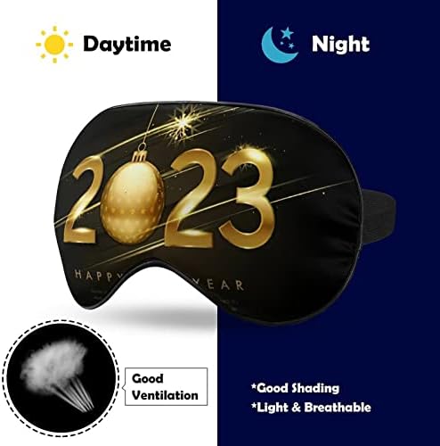 Feliz Ano Novo 2023 Máscaras do sono Tampa de olho Blackout com linha de mão elástica ajustável