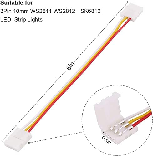 O kit de conector de tira LED RGB de 3 pinos inclui jumper de faixa de 10x LED, conector de forma