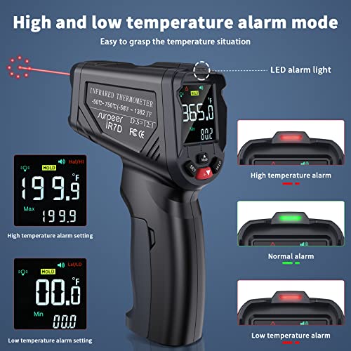 Termômetro infravermelho Surpeer Pistola -58 ° F a 1382 ° F Pistola de temperatura a laser digital com emissividade