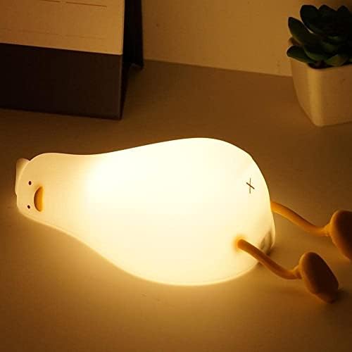 Waitlover Lie Pato Pato plano Nightlights Led Night Light Duckling Lamp Silicone Cartoon Kid Crianças Bedro X6O1