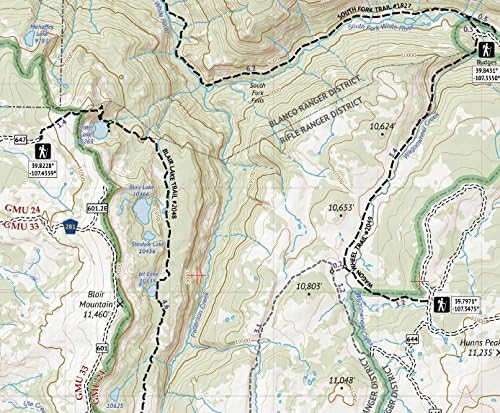 Tops planos Wilderness - Mapa de caminhada topográfica do Colorado