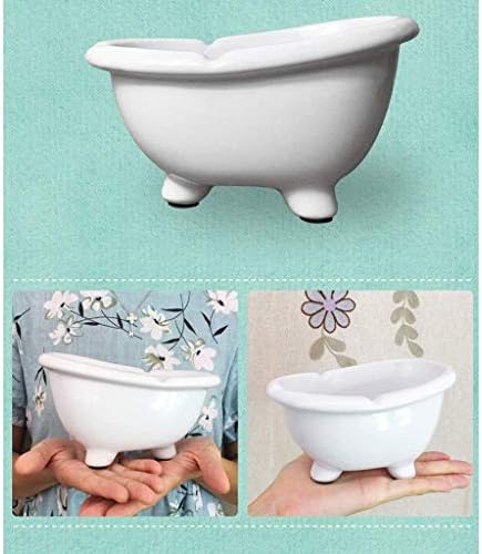 Caixa de sabão WSZJJ Cerami, Mini Bathtub Ashtray Soap Box Home Ceramic Creative Soap Box, White