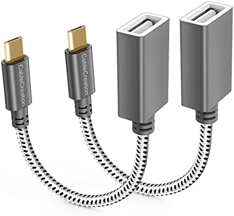 Cablecreation [2-PACK] Micro USB Male to USB Feminino Adaptador OTG de OTG 0,15m, USB2.0 Micro USB macho