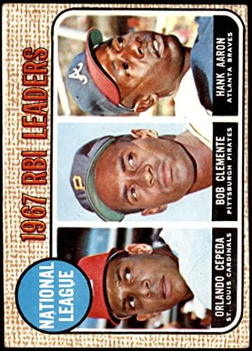 1968 TOPPS 3 líderes nl rbi Hank Aaron/Orlando Cepeda/Roberto Clemente Cardinals/Piratas/Braves VG Cardinals/Piratas/Braves