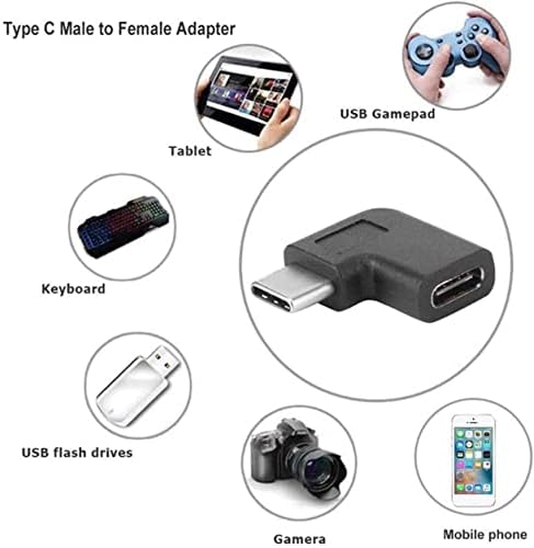 PULABO USB -C USB 3.1 TIPO C ENCETOR Adaptador feminino, 90 graus Plug de ângulo reto e conector do adaptador