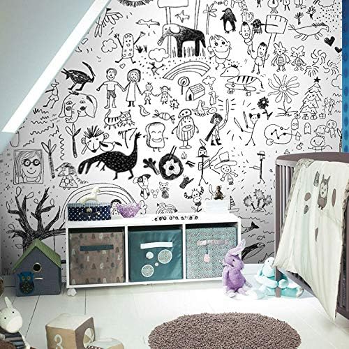 HGFHGD Black e branco Graffiti quarto infantil garoto de desenho animado Cobertura