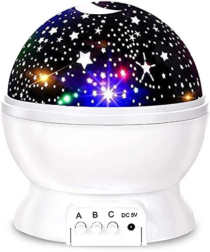 Kids Star Night Light Christmas, projetor de estrela rotativa de 360 ​​graus, lâmpada de mesa 4 LEDS