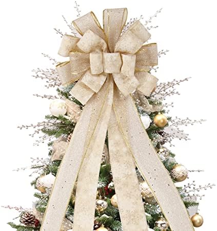 Rosecraft Christmas Tree Topper Bow, 52 x 13 polegadas Artificial Tree Tree Topper Decorações, para