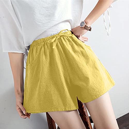 Oplxuo Womens Cotton Linen Shorts Casual Casual Casual