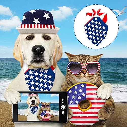 40 PCs 4 de julho do Dia da Independência Bandanas Triângulo American Bandeira Americana Cachorro Ajuste Estrela