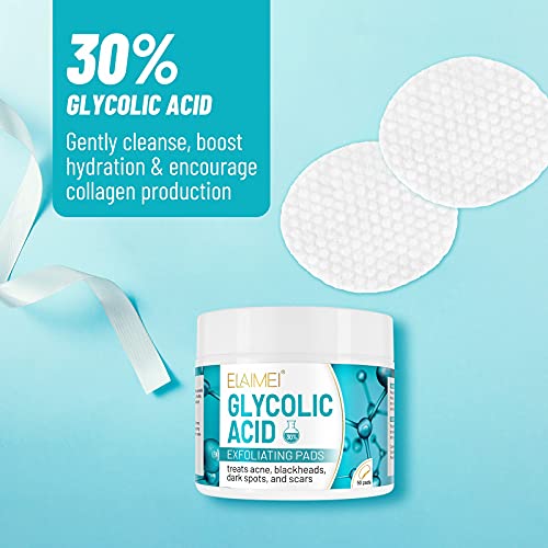 Almofadas de ácido glicólico 50 pads, pregos glicólicos a 30% para as almofadas de casca de ácido